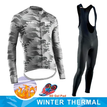 

2020 Pro Team NW Winter Thermal Fleece Cycling Clothes Men Northwave Jersey Suit Outdoor Riding Bike MTB Clothing Bib Pants Set
