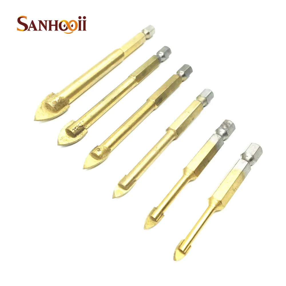 

Titanium Coated Ceramic Tile Holes Drill Bit Hex Shank Hole Cutter 4/5/6/8/10/12mm Drilling Tool Set For Power Tool Gadgets ZM56