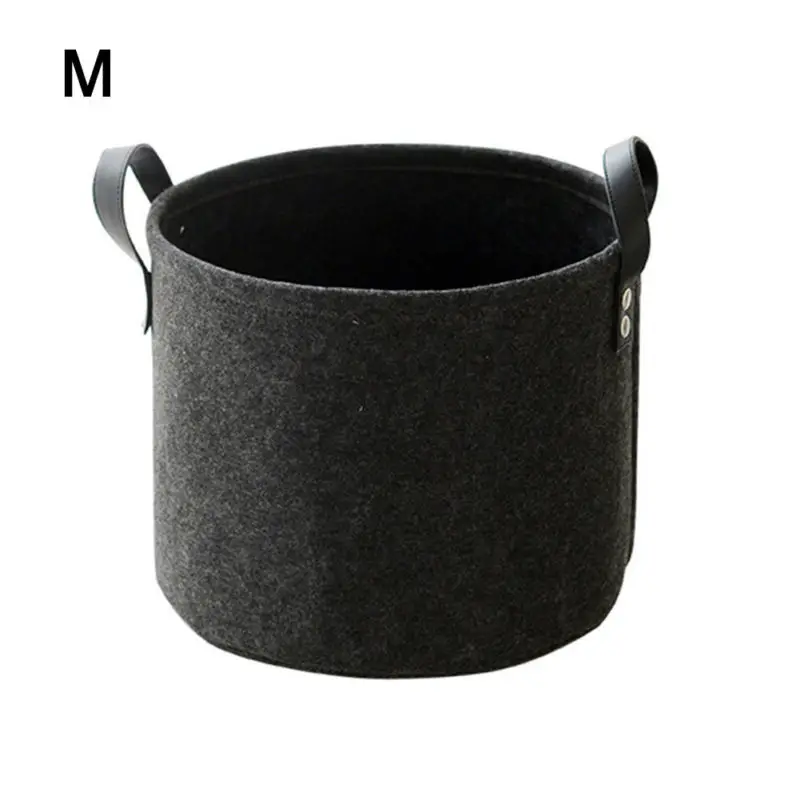 Storage Basket Organizer Bin Large Woven Felt Round With Handle Collapsible 1pcs