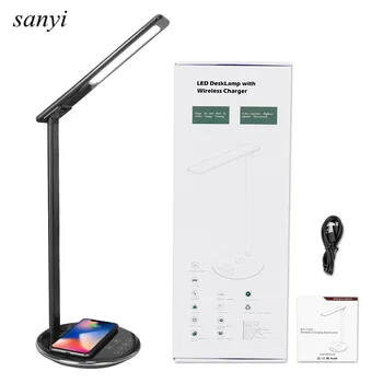 

Dimmable Touch Timer LED Table Desk Lamp QI Wireless Charging Eye Protection Multi-Function Reading Light For Phone charge