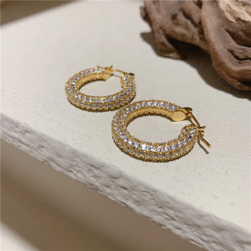 Peri'sBox Large Small Chunky Hoop Earrings Set With Zircon Huggie Earring Hoops Unusual Cute Trendy Earrings For Women Gifts - Image 3