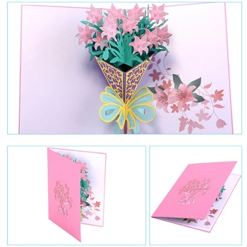 

Narcissus Greeting Cards Handmade Birthday Wedding Invitation 3D Pop Up Card New D08D