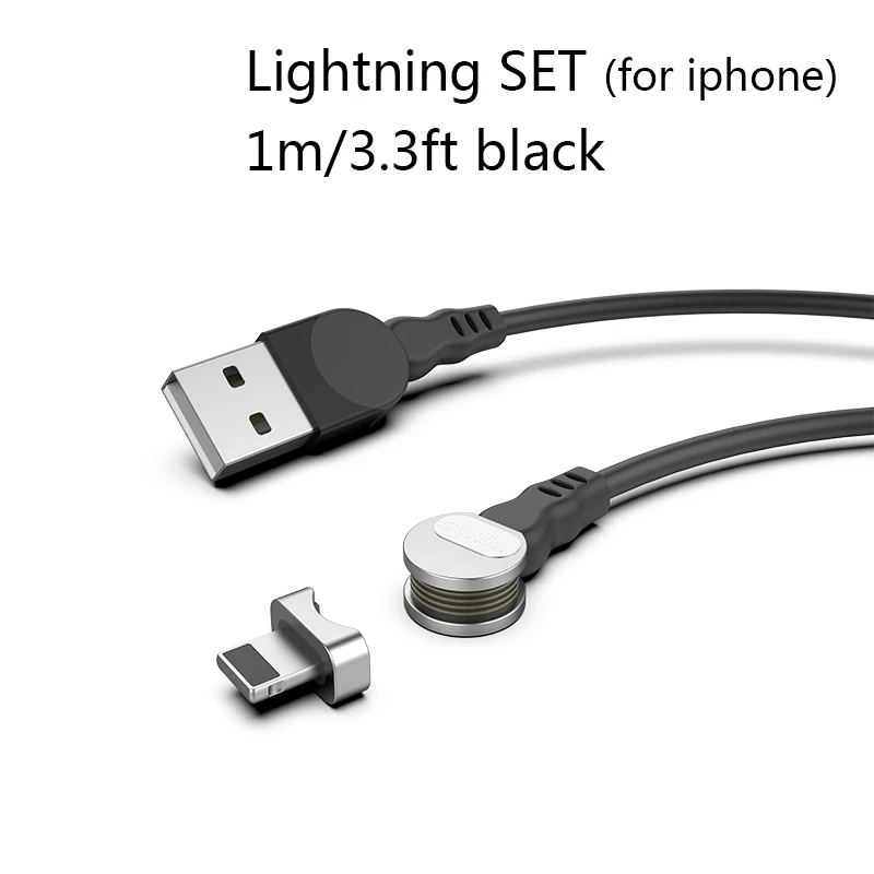 180 градусов вращение Магнитный кабель 2.4A Быстрая Зарядка синхронизация передачи данных для IPhone samsung Xiaomi магнитные кабели для зарядки - Тип штекера: For iPhone
