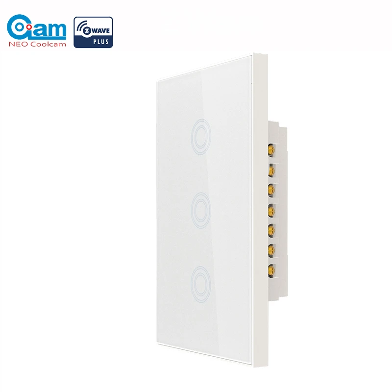 NEO COOLCAM 3 Gang Zwave Plus US Touch настенный светильник ель света 3CH Smart Light Switch Panel 908 4