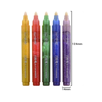 

5pcs/set Glitter Magic Markers Bright Sparkling Color Metallic Marker Rubber Paint Gold Metal Pen Diy for Black Paper Stone Wood