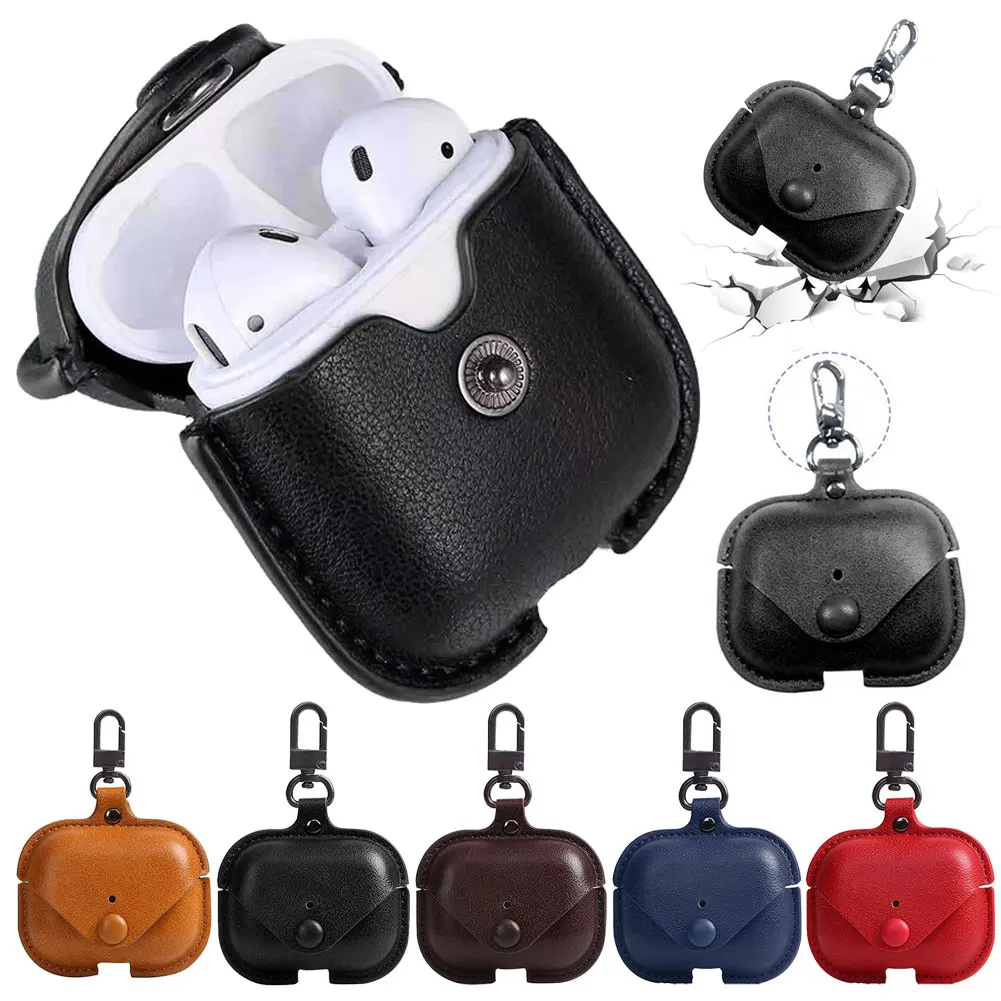 

For Apple Airpods Pro 3 Case PU Leather Protective Cover Anti-Lost Buckle Box For Air Pods Pro 3rd 2019 Earphone Case Protector
