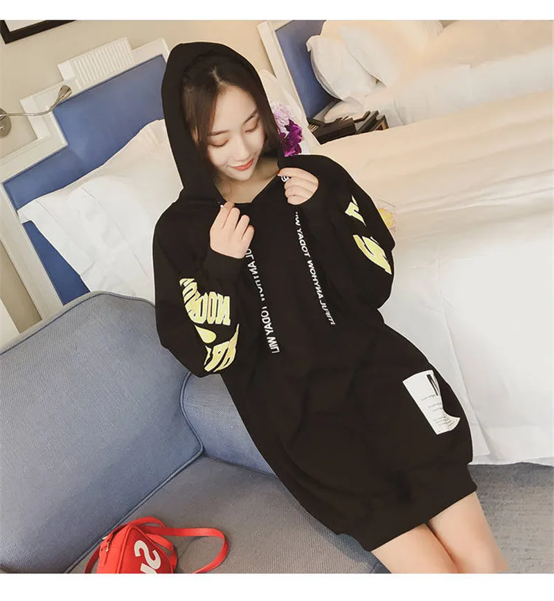 Корейские женские длинные толстовки забавные японские Harajuku Модные ...