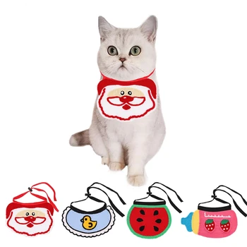 

Knitting Pet Dog Cat Bandana Neck Ornament Bibs Scarf Washable Pet Scarves For Christmas Gift