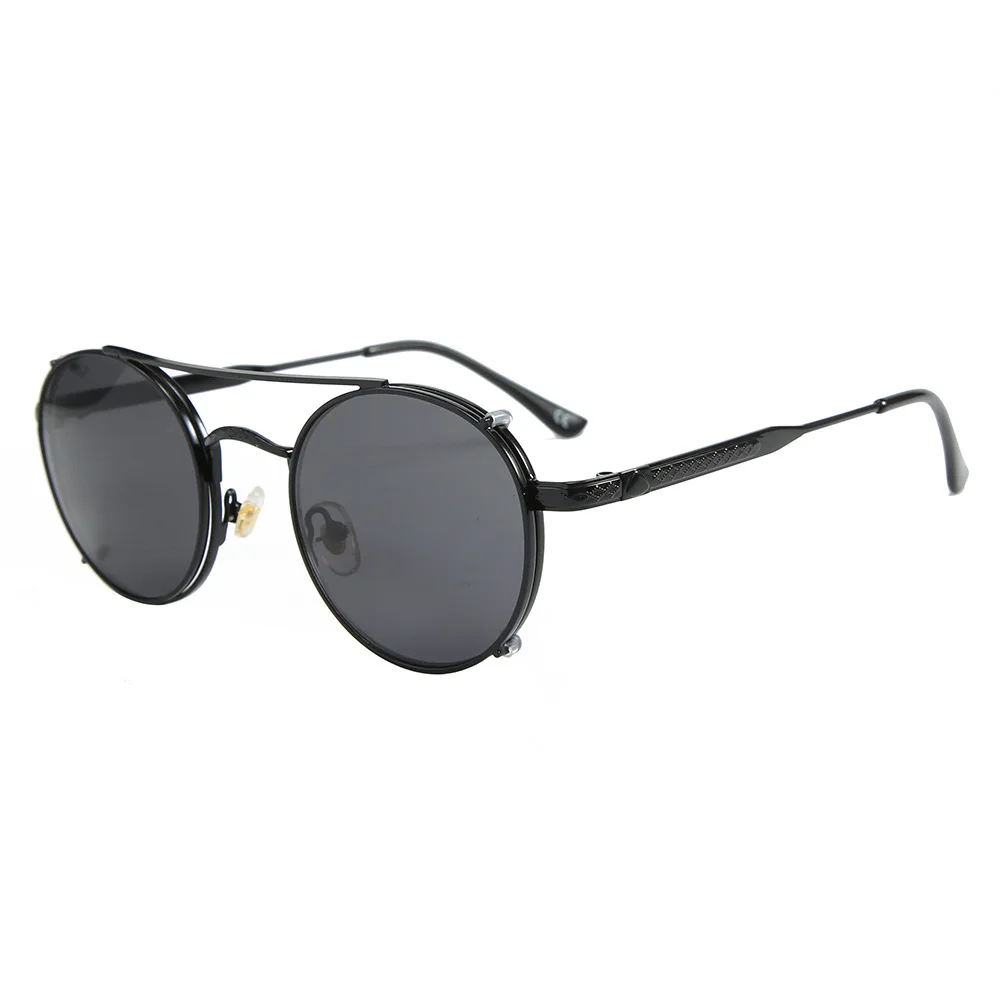 46165 пара панк Солнцезащитные очки круглые мужские и женские модные UV400 - Цвет линз: C1 black black