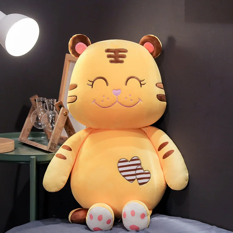 Hot New 1pc 45/55/65cm Happy Tiger Plush Toys Soft Stuffed Animals Doll Sleeping Pillow Children Kids Birthday Gifts