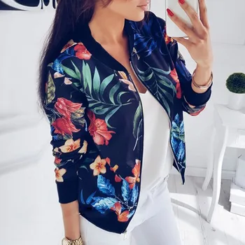 

Plus Size Spring Women's Jackets Retro Floral Printed Coat Female Long Sleeve Outwear Clothes Short Bomber Jacket Tops 9.3
