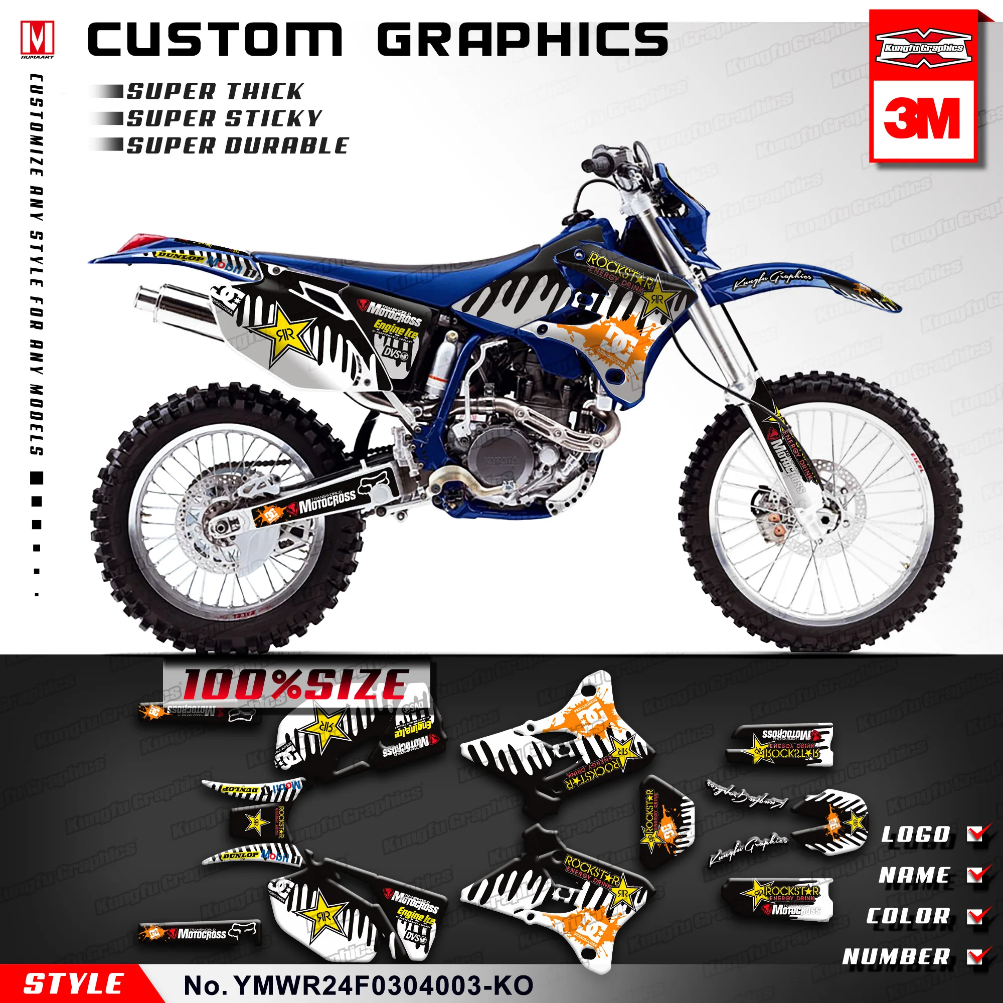 Графический персонализированный стикер KUNGFU набор для WR 250F 450F WRF 250 450 WR250F WR450F 2003 2004