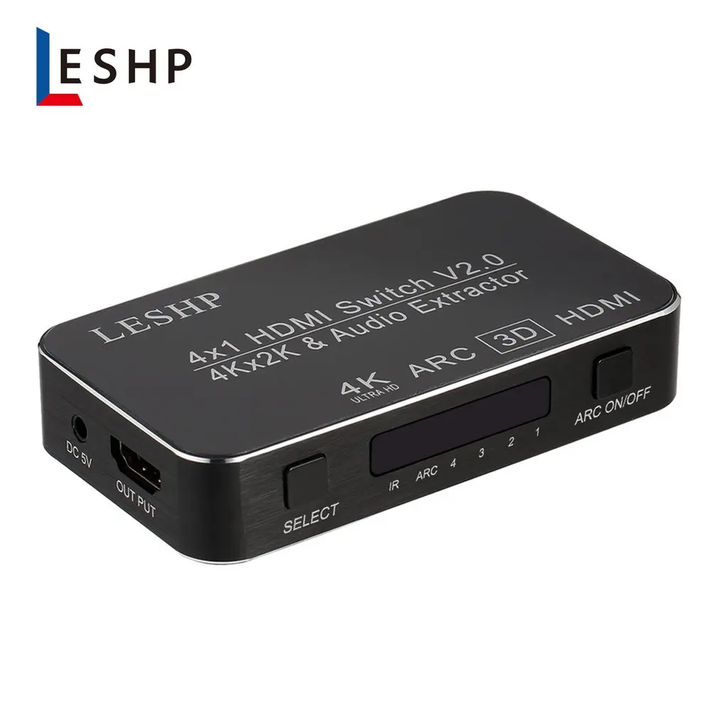 LESHP 4-портовый 4x1 мультимедийный интерфейс высокой четкости HDMI переключатель V2.0 4K x 2K ARC Full HD 1080P Sup порт s MHL светодиодный индикатор