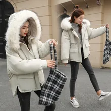 Autumn And Winter New Style Women Coat Korean-style Loose And Plus-sized Large Fur Collar Students down Cotton Coat Women's