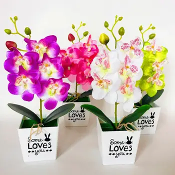 2020 NEW Artificial Butterfly Orchid Bonsai Fake Flower with Pot Home Furniture Decor DROPSHIP