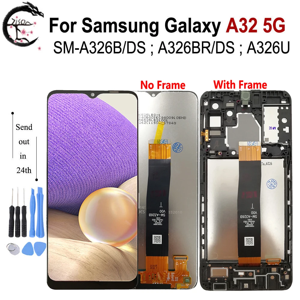 A326B LCD With Frame For Samsung Galaxy A32 5G A326 Display A326BR/DS A326U Screen Touch Digitizer Assembly Replacement 6.5&quot | Мобильные
