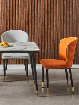 

Customized Nordic Home Backrest Dining Chair Luxury Leather Chair Restaurant Furniture Makeup Manicure Stool Fashion Simple