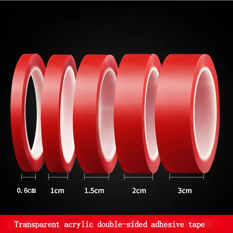 1PC 3m Car Double Sided Adhesive Foam Tape Heat Resistant Strong Acrylic PET Red Film VHB Tape 3 meter