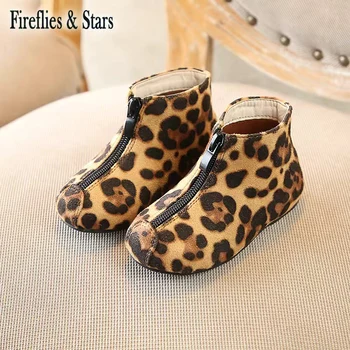 

Autumn Winter Girls Ankle Boots Baby Boots For Baby Kids Warm Shoes Children Low Cut Shoes Warm Velvet Leopard Zipper 2 To 7 Yrs