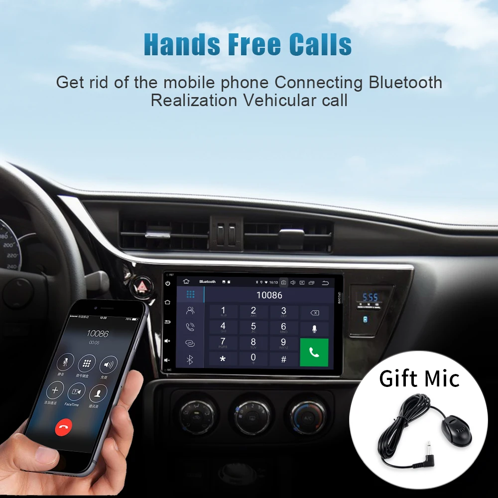 Dasaita " HD экран Android 9,0 автомобильный Радио 2 din для Тойота торолла аурис Fortuner gps Bluetooth Авто Стерео MP3 Plyaer