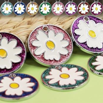 

8/16/24pcs Dog Tag Anti-lost Pet Cat Tags Nameplate Pretty Flower Pets Pendant Dog Accessores For Dogs Collar Wholesale