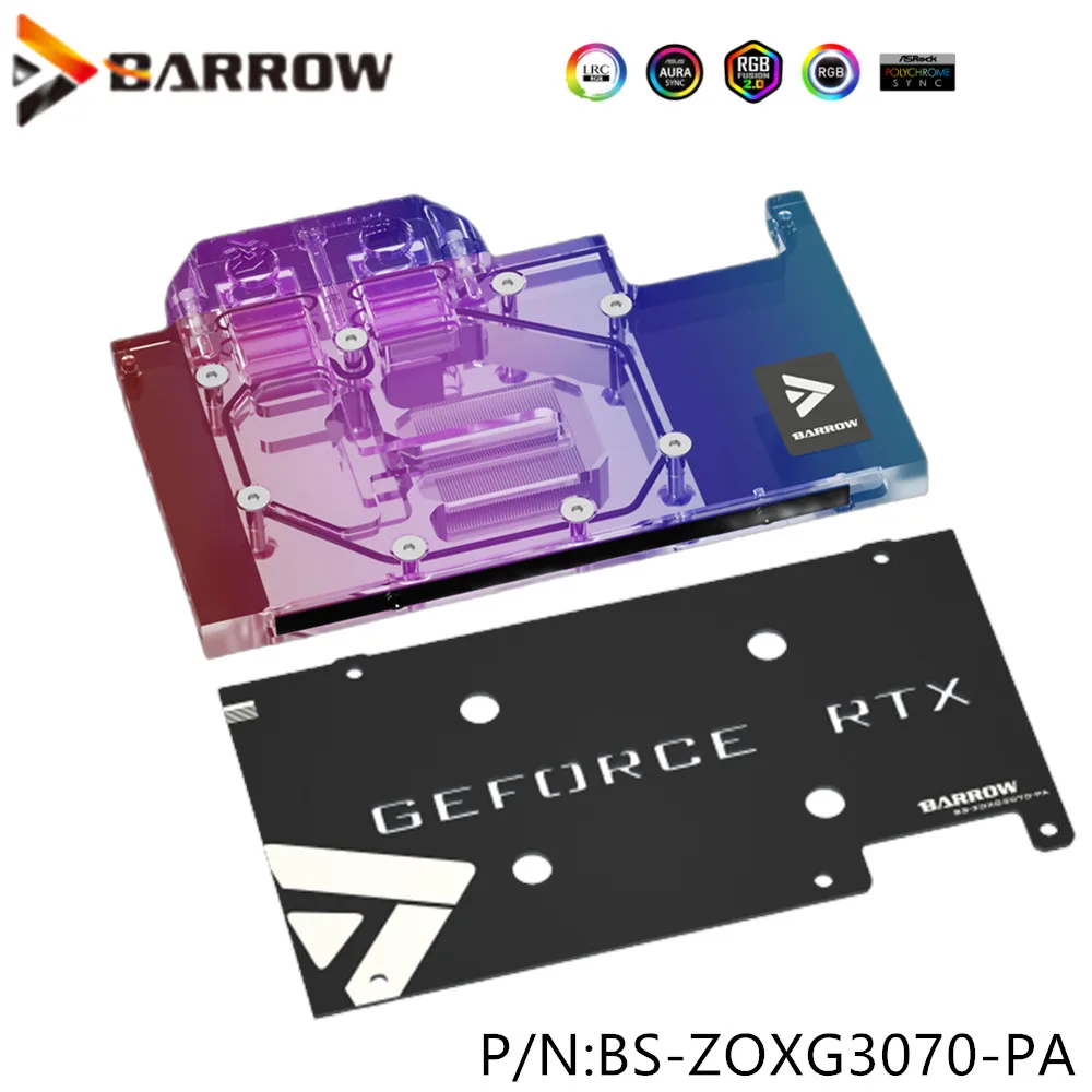

Barrow 3070 GPU водяной блок для ZOTAC Geforce RTX 3070 X-GAMING OC, полная крышка ARGB GPU Cooler, BS-ZOXG3070-PA