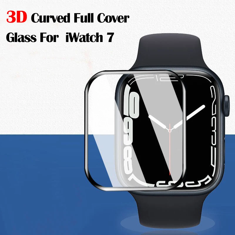 3D изогнутое закаленное стекло для Apple Watch серии 7 45 мм 41 полное покрытие Защита