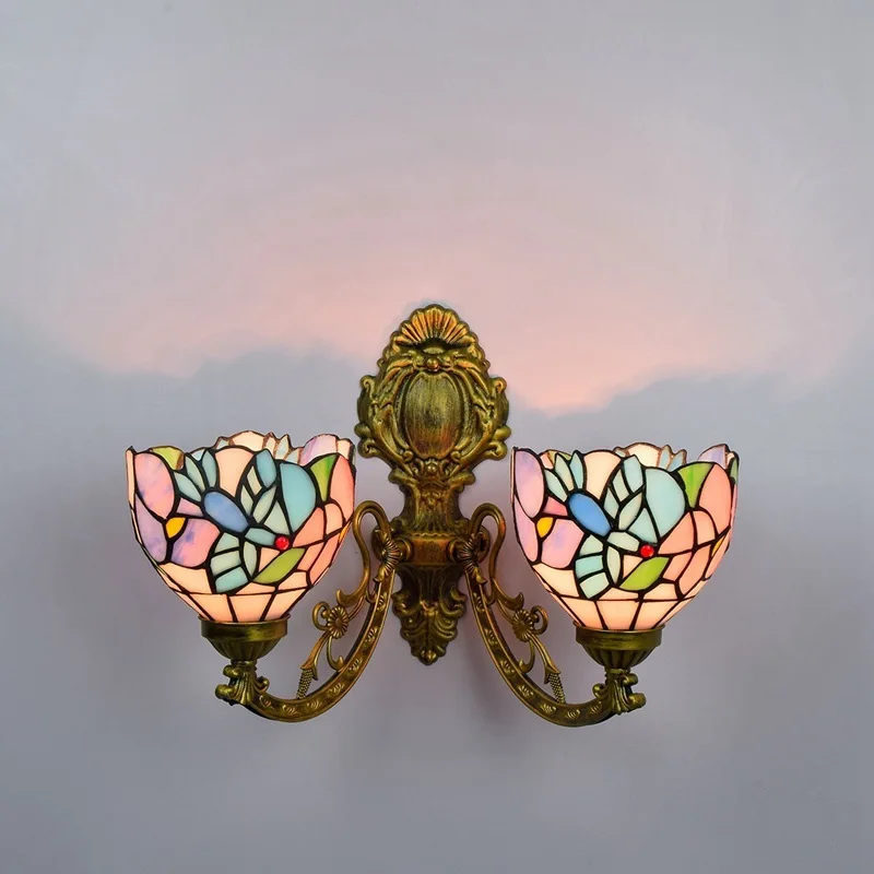 

type restoring ancient ways is double wall lamp American pastoral stained glass corridor bird restaurant glass lamp