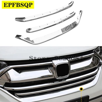 

ABS Chrome Front Bottom Center Grille Frame Cover Trim Protective Frame Car Styling 3Pcs For Honda CRV CR-V 2017 2018