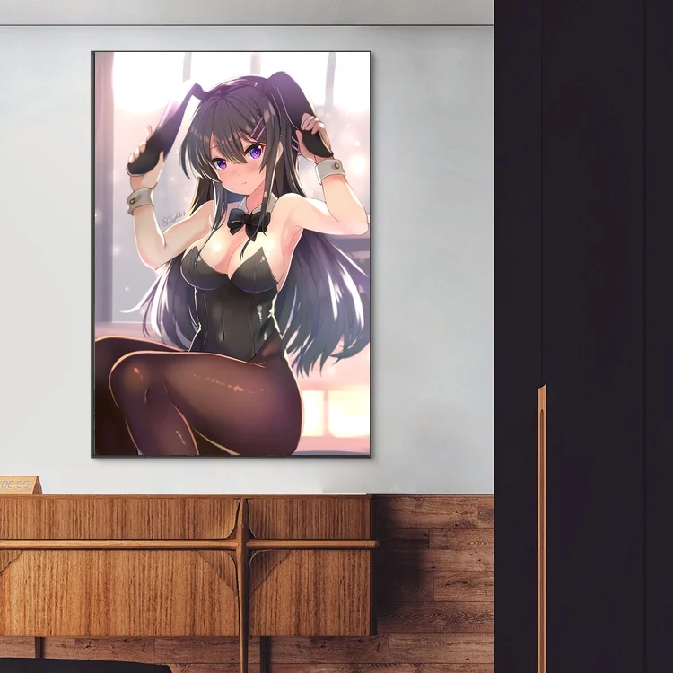 Плакат на холсте Fanart Rascal Not Dream of Bunny Girl Senpai Mai Sakurajima аниме постер картина без рамки