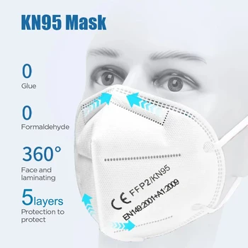 

50PCS FFP2 KN95 Filtering Facial Face Masks Dustproof Safety Nonwoven Earloop Disposable KN95 Cover Mouth Mascarillas Tapabo