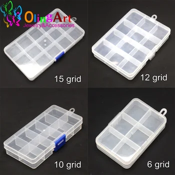 

Free shipping Adjustable plastic storage box 6/10/12/15 grilles jewelry storage box Olingart