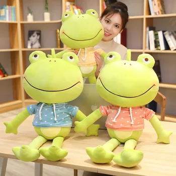 

2020 new 65 / 90 / 110cm cute dressed Frog Plush toys for children's stuffed dolls can be used as birthday and Christmas gifts