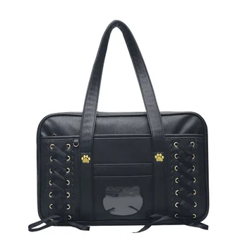 

Hight School Student Japanese JK Uniform Bag Cute Cat Head Cat Claw Handbag Lolita Crossover Strap Bow Shoulder Bag Cosplay