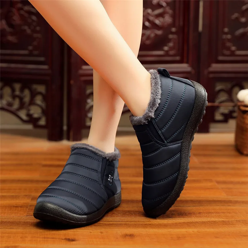

Women Winter Boots Plus Velvet Snow Boots Women Ankle Shoes New Fashion Color Ladies Ankle Boots Waterproof Shoes Keep Warm 40