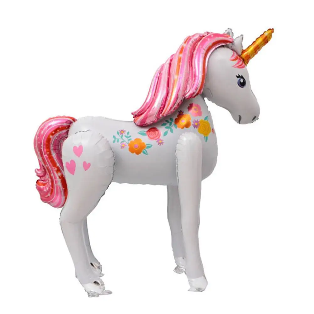 Unicorn Birthday Party Baloon Decoration For Kids 3D Cartoon Balloons 116 X106cm Large Standing Animal Aluminum Foil Balloons
