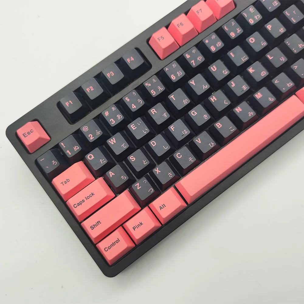 Gaming Keyboard Keycaps 128 Keys PBT Black Pink Keycap Profile Personalized Keycaps Switch Mechanical Keyboard Used for Keyboard Key Replacement Color : BAINK Japanese 