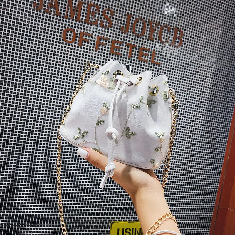 

G02 New Style Bag Women's 2019 Fairy Fashion Korean-style Versatile Shoulder Bag Chain Shoulder Hipster Embroidery Water
