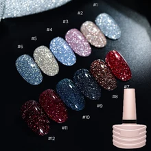 

New Gel Nail Polish 12 Color Diamond Flash Series Uv Soak Off Nail Art Diy Manicure Semi-Permanent Varnish Reflective Stamping