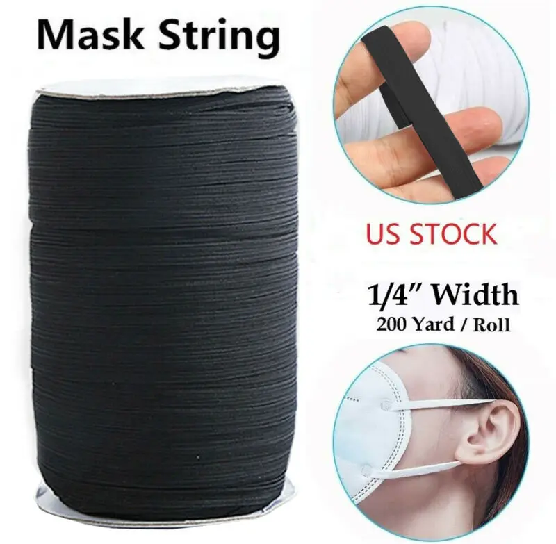 

1/4 Inch KNITTED ELASTIC Band for Face Cover 200 Yards Sewing Cord String 6mm