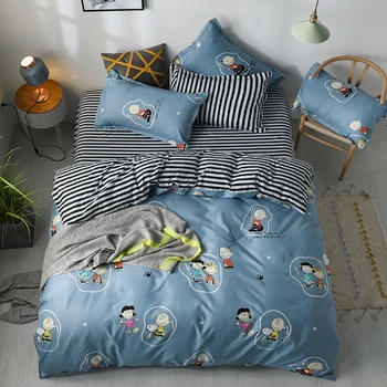 

Thumbedding Children Bedding Set Stripes Creative Fashionable Blue Duvet Cover Cartoon King Queen Full Twin Single Bed Set