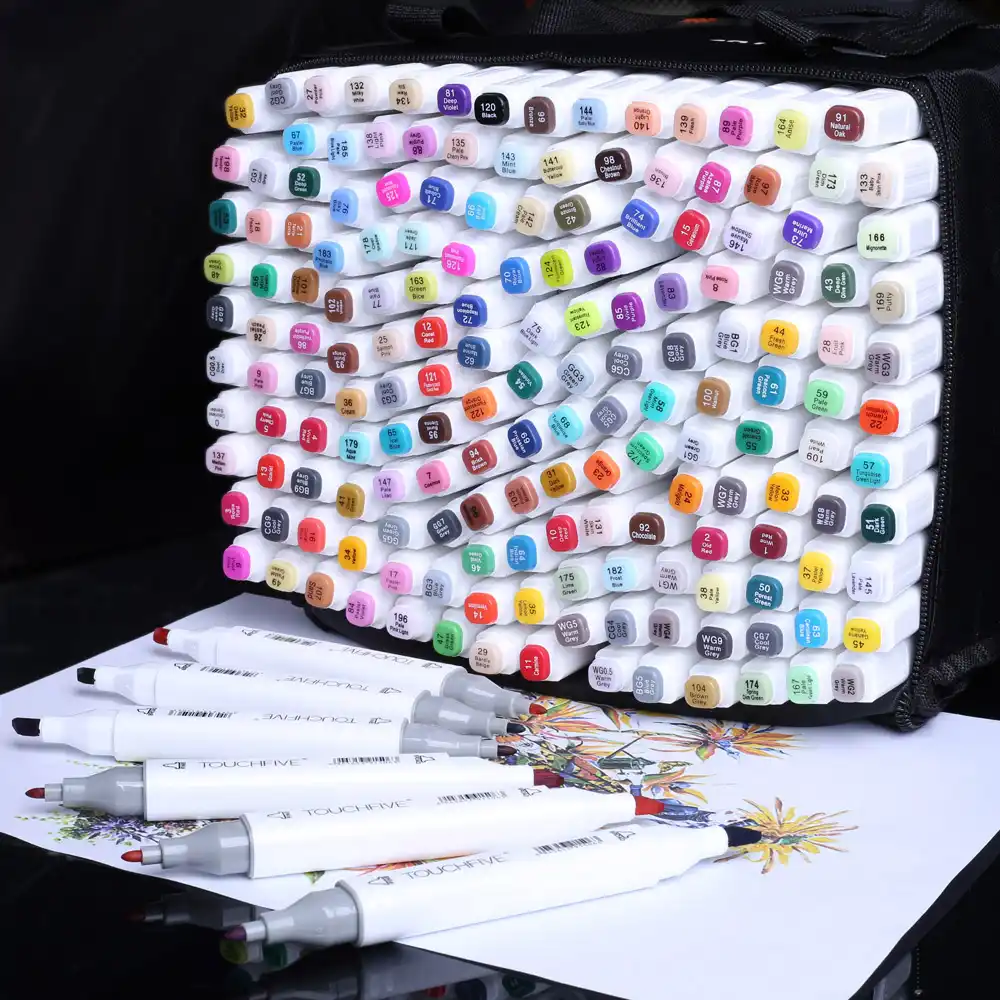 プロマーカー 168 筆ペンアルコール油性系インクアートマーカー Marcadores Plumones 着色描画マンガ アート マーカー Aliexpress