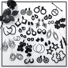 Корея зимние ювелирные изделия винтажные черные цветочные серьги для женщин модные эффектные геометрические Кольца Сердце Pendientes