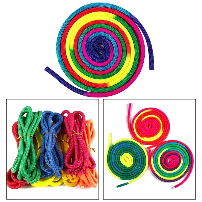 Gymnastics Jumping Rope Gym Rainbow Color Rhythmic Gymnastics Rope Solid Competition Arts Training Rope Gymnastics Professional