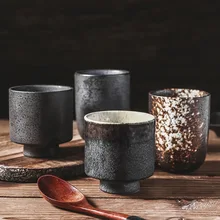 Japanese high foot ceramic tea cup commercial retro ceramic water cup household retro coffee Matcha cup water cup