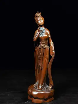 

wedding decoration Chinese Boxwood Seikos Wood Carving Beauty statue in costume Carved classical Chinese woman image