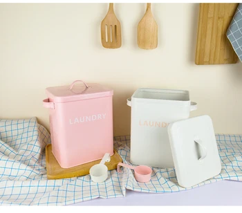 

New Kitchen Bathroom Storage Organizer 5L Grain Rice Storage Container Washing Powder Container Sealed Box with Spoon