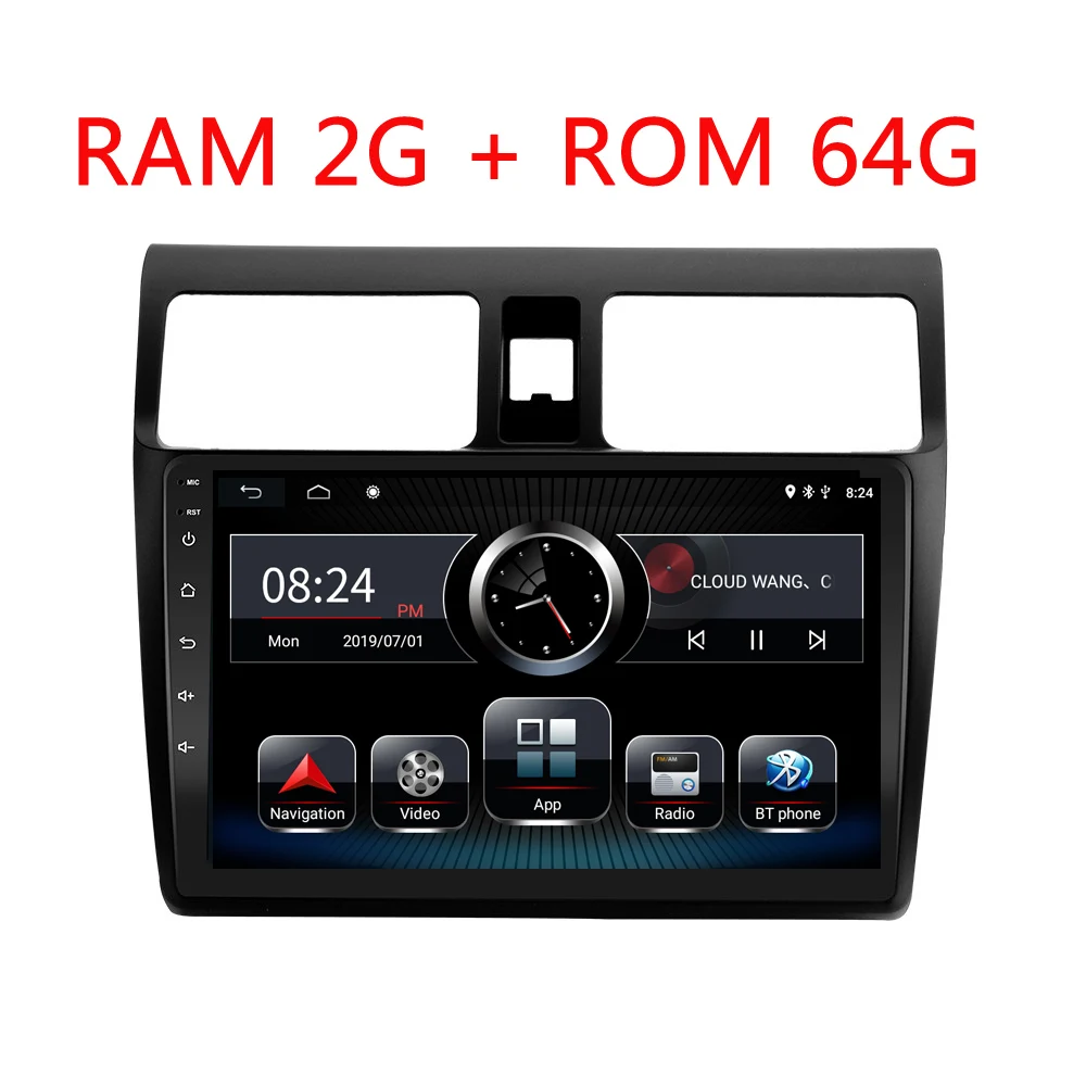 2G ram Android 9,0 автомобильный DVD мультимедийный плеер 10," для suzuki swift 2005 2006 2007 2008 2009 2010 автомобильный Радио gps навигация - Цвет: 2G-64G
