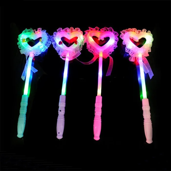 

Heart Shining Magic Wand Heart Magic Lollipop Lace Princess Magic Wand Children Glowing Toy