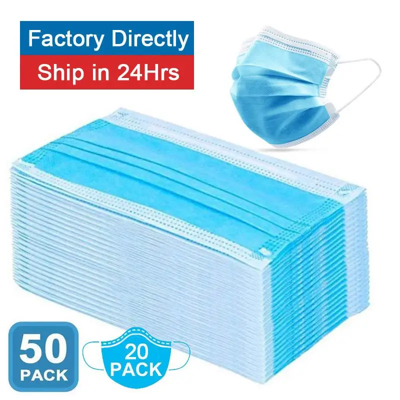 

Face masks Surgical 3 Layers Anti Bacteria Disposable Proof Flu Face Mouth Mask Non Woven Earloops Respirator drop shipping